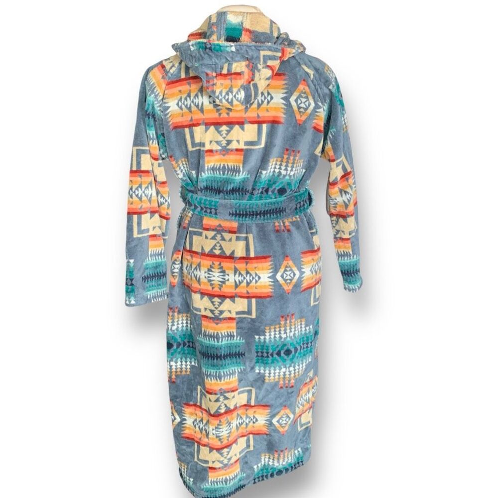 Pendleton Blue Multi Native Pattern Hooded Robe - Picture 6 of 11
